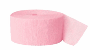 Krepová stuha, 24,6 m x 4,45 cm, rúžová, 1 ks