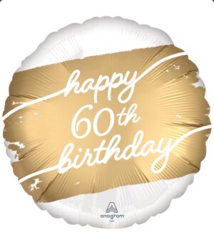 Balón, kruh, Happy birthday, 43 cm, Happy 60 th Birthday,